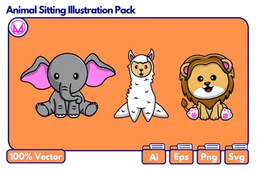 Animal Sitting Illustration Pack