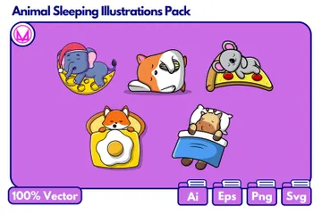 Animal Sleeping Illustration Pack