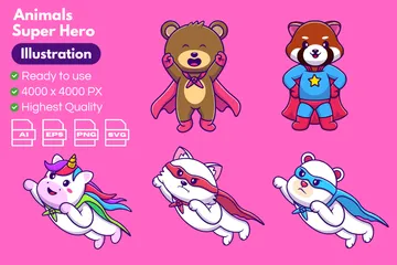 Animal Super Hero Illustration Pack