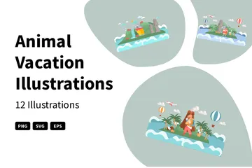 Animal Vacation Illustration Pack