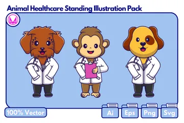 Animal Veteranarian Standing Illustration Pack