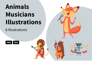 Animales Músicos Paquete de Ilustraciones