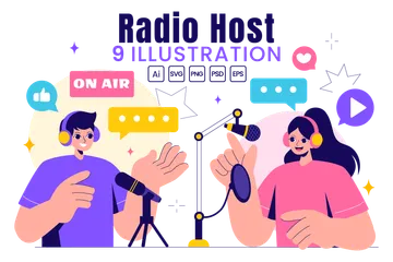 Animateur radio Pack d'Illustrations