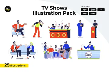 Animateurs et participants d'émissions de télévision Pack d'Illustrations