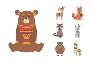 Animaux ethniques mignons Pack d'Illustrations