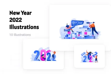 Ano Novo 2022 Pacote de Ilustrações