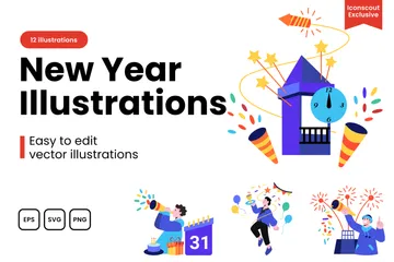 Ano Novo Pacote de Ilustrações
