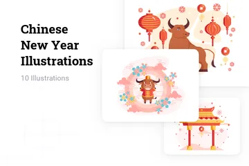 Free Ano Novo Chinês Pacote de Ilustrações
