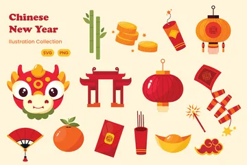 Ano Novo Chinês Pacote de Ilustrações