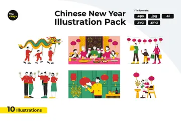 Ano Novo Chinês Pacote de Ilustrações