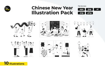 Ano Novo Chinês Pacote de Ilustrações