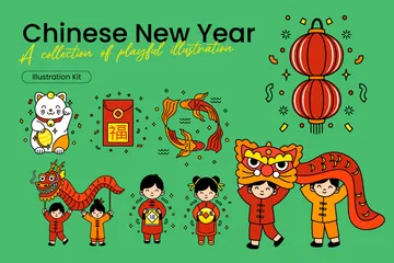 Ano Novo Chinês Pacote de Ilustrações