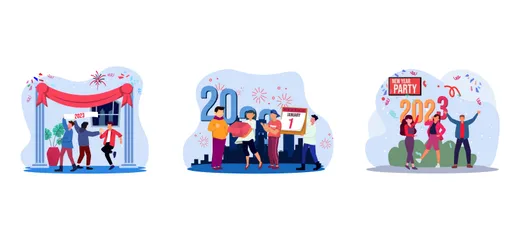 Año nuevo 2023 Paquete de Ilustraciones