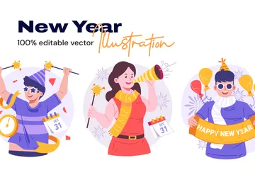 Año Nuevo Paquete de Ilustraciones