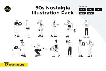 Pessoas dos anos 80 diversas Pacote de Ilustrações