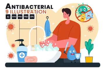 Antibacteriano Pacote de Ilustrações