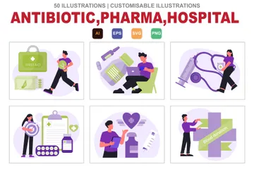 Antibiotic Pharma Hospital Illustration Pack