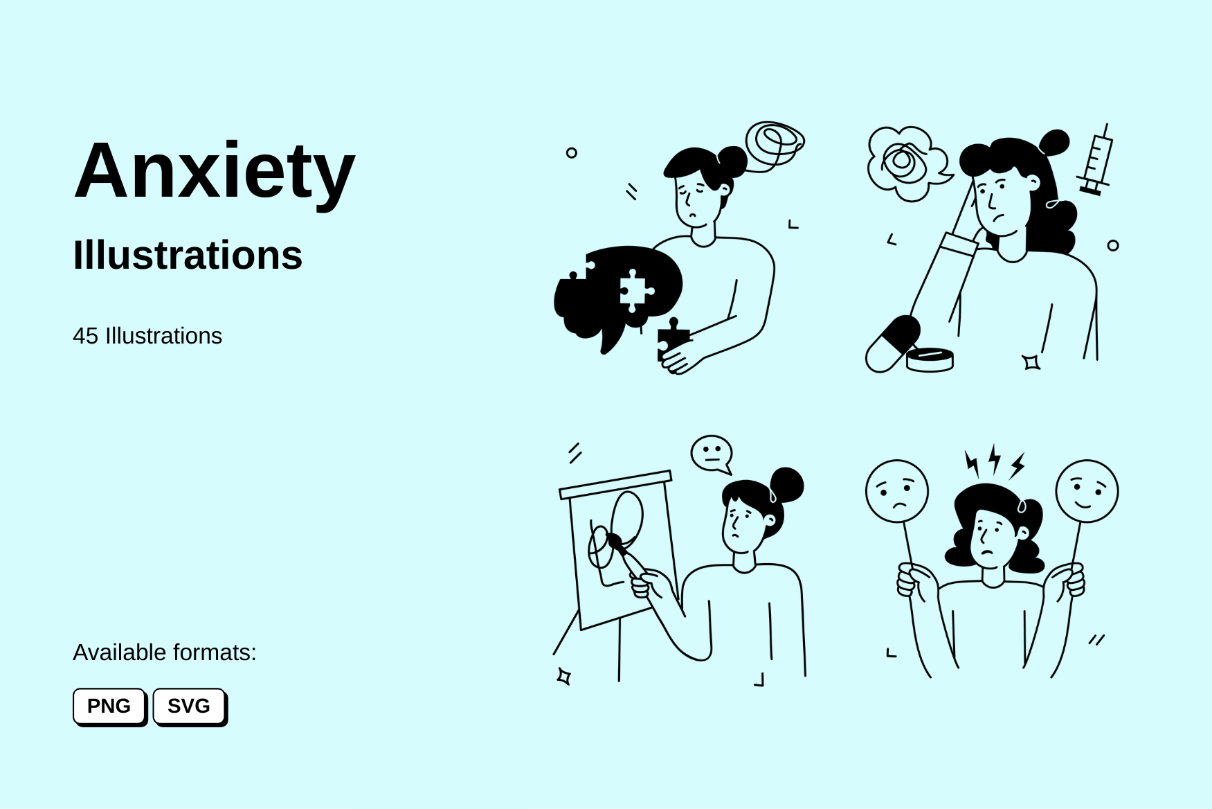 Premium Anxiety Illustration pack from Healthcare & Medical Illustrations