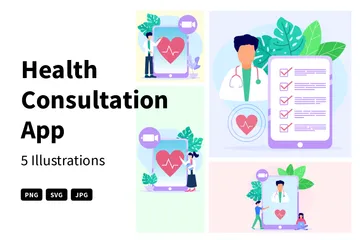 Aplicación de consulta de salud Paquete de Ilustraciones