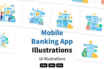 Aplicación de banca móvil Paquete de Ilustraciones
