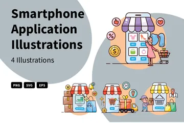 Aplicación para teléfono inteligente Paquete de Ilustraciones