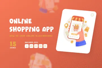 Aplicativo de compras on-line Pacote de Ilustrações