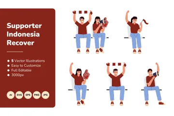 Torcedor Indonésia se recupera Pacote de Ilustrações