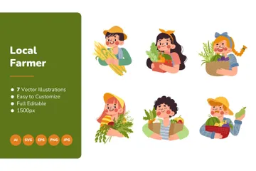 Apoie o agricultor local Pacote de Ilustrações