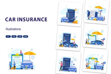 Apólice de seguro automóvel Pacote de Ilustrações