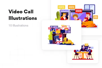 Appel vidéo Pack d'Illustrations