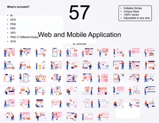 Application Web et mobile Pack d'Illustrations