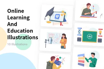 Apprendimento e istruzione online Illustration Pack