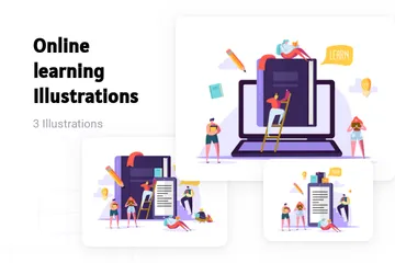 Apprendimento online Illustration Pack