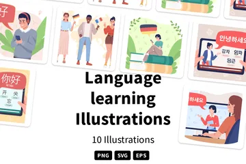Aprendizagem de línguas Pacote de Ilustrações