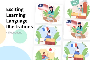 Emocionante aprendizado de idiomas Pacote de Ilustrações