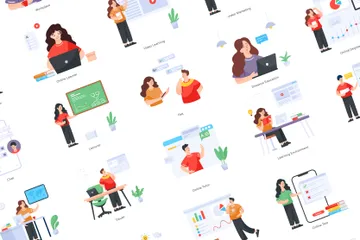 Aprendizagem online Illustration Pack