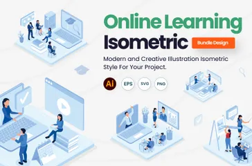 Aprendizagem online Illustration Pack