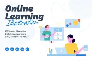 Aprendizagem online Pacote de Ilustrações