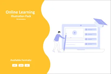 Aprendizagem online Pacote de Ilustrações
