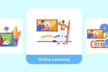 Aprendizagem online Pacote de Ilustrações