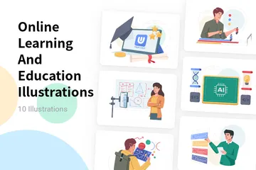 Aprendizaje y educación en línea Paquete de Ilustraciones