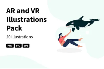 Realidad aumentada y realidad virtual Paquete de Ilustraciones
