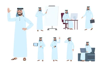 Arab Businessman Illustration Pack