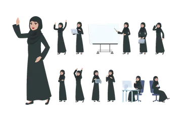 Arab Businesswoman Illustration Pack