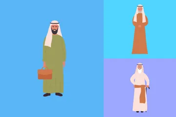 Arab Man In Different Ages Illustration Pack