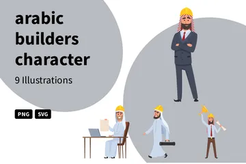 Arabic Builders Character Illustration Pack