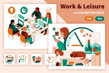 Arbeit & Freizeit Illustrationspack