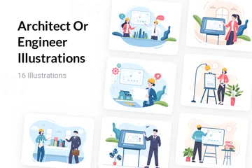 Architect Or Engineer Illustration Pack