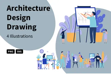 Architektur-Entwurfszeichnung Illustrationspack