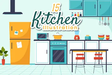 Arquitetura de cozinha Pacote de Ilustrações
